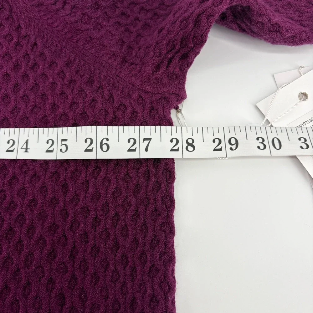 Evolution by Cyrus Womens 3X Purple Cardigan Open Front Waffle Knit‎ Casual NEW